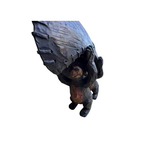 Bears / Wood / Black Bears Carrying a Boat Figure / Japanese / Vintage / EUC - Picture 2 of 7